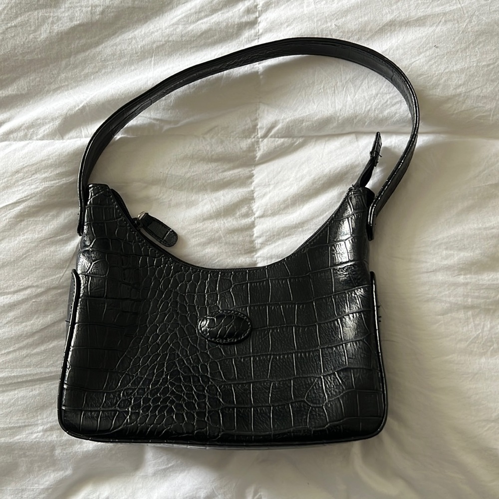 Vintage Y2K Black Croc Shoulder Bag